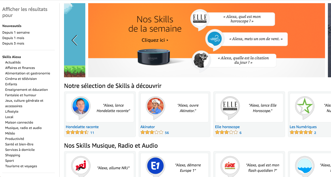Boutique de skills Alexa en France